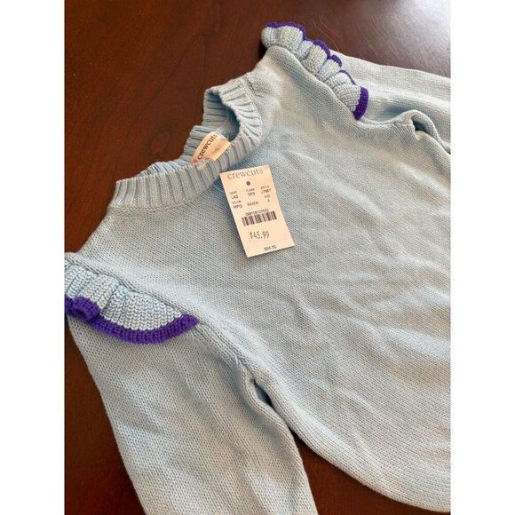 J. Crew Crewcuts NWT Blue Ruffled Shoulder Sweater Size 2 Toddler Spring Easte - Picture 5 of 7